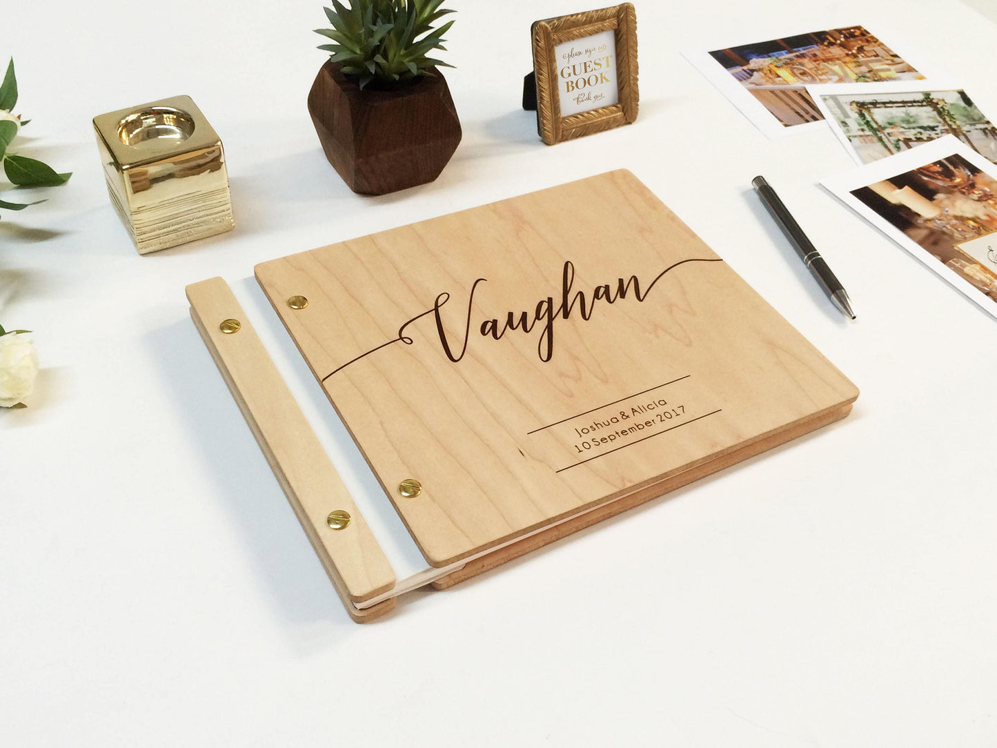 CharactersModern Wood Wedding Guest Book Album