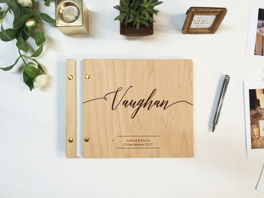 CharactersModern Wood Wedding Guest Book Album