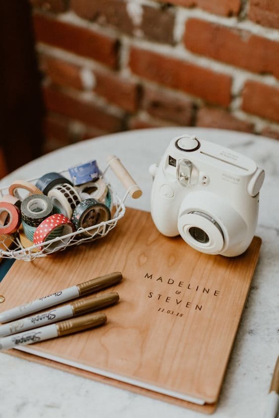 Minimalistic Wooden Wedding Guest Book with Photobooth Album