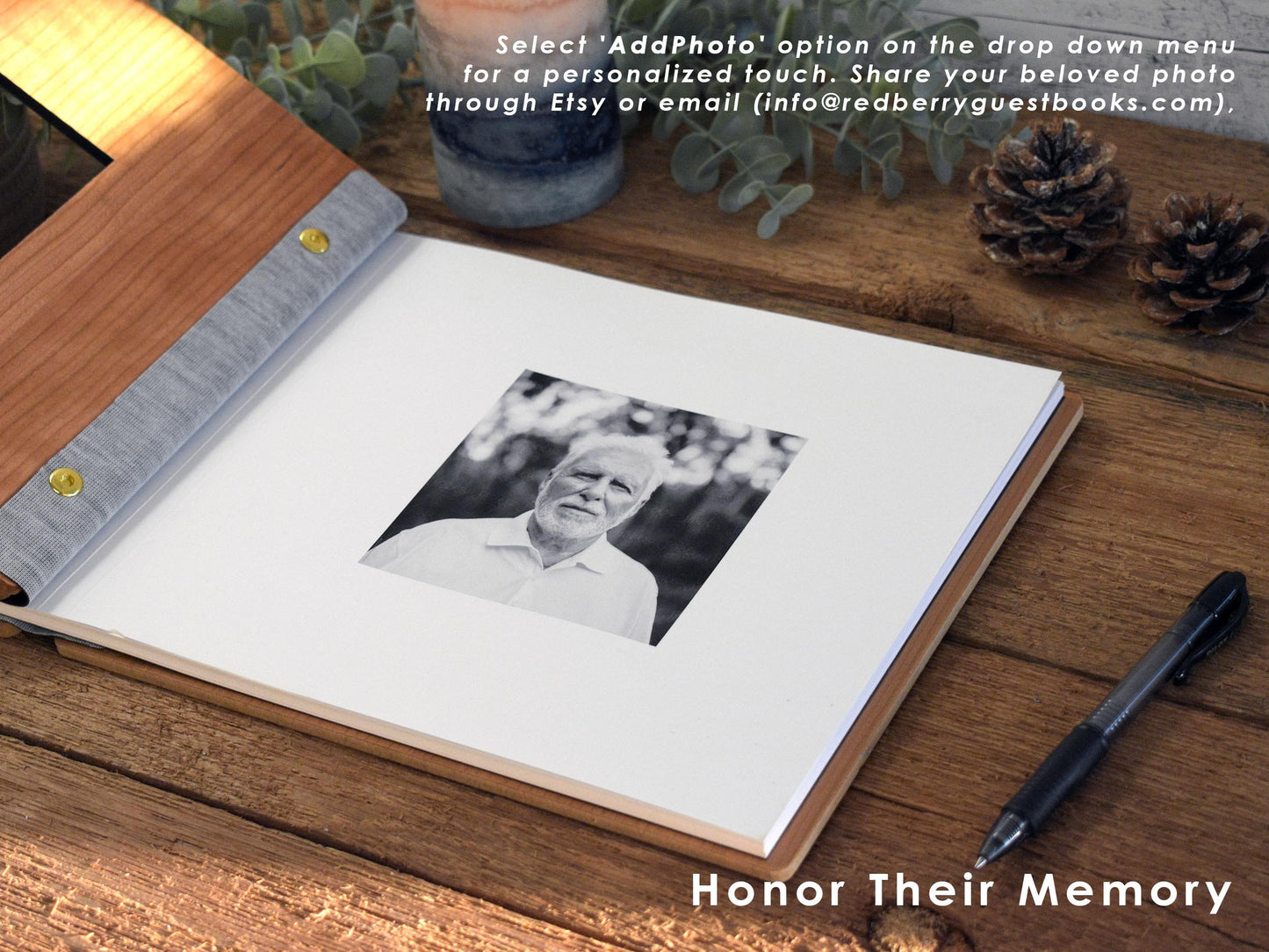 Funeral book Wooden Memorial Guest Book