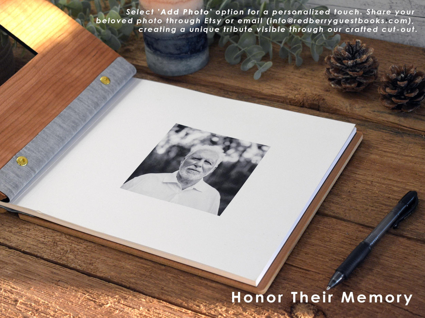 Celebration the Life of - Wooden Memorial Guest Book Funeral book