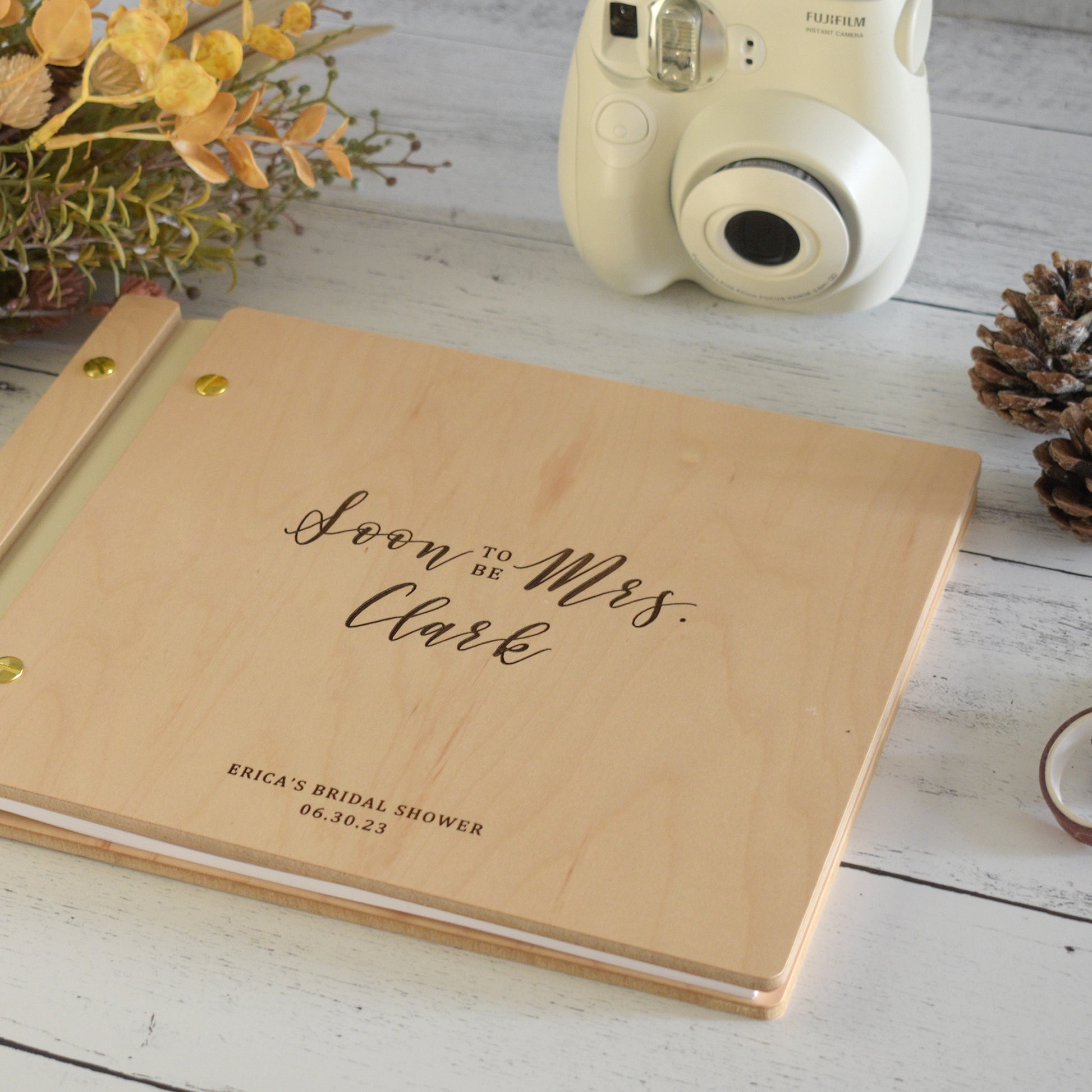 Wooden Polaroid Instax Guest Book Wedding Photo Album Custom Bridal Shower  Gift for Her 